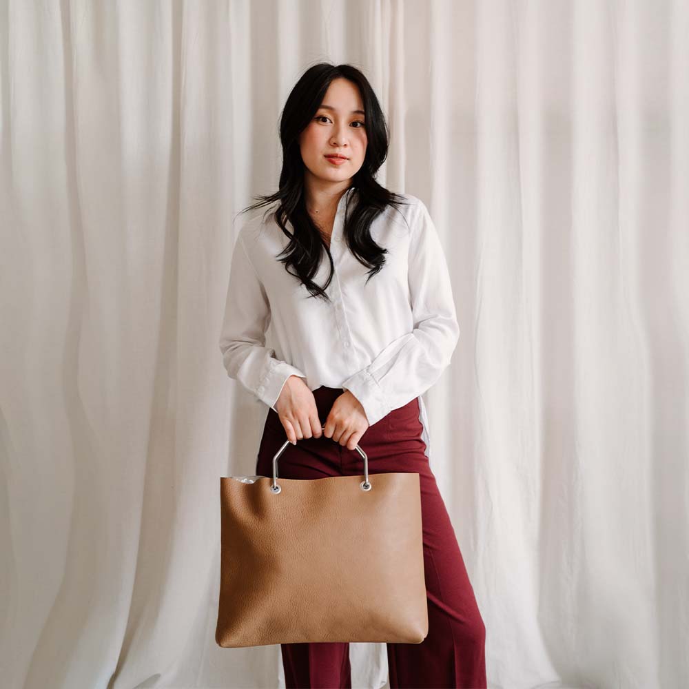 Shopper cognac leer sale
